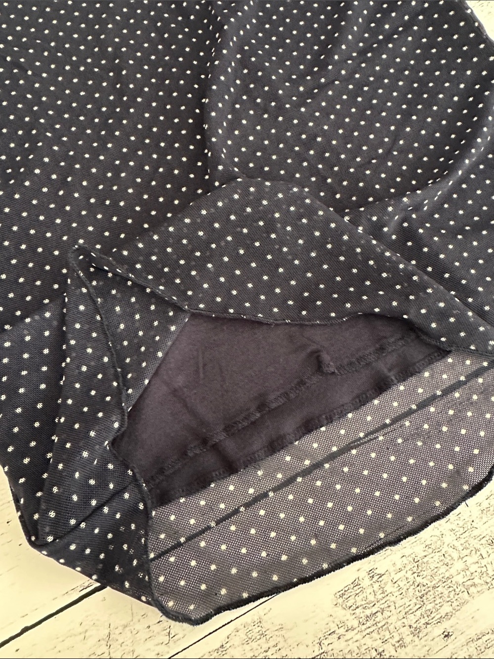 Brandy Melville Navy Tank Top with White Polka Dots - Picture 3 of 4